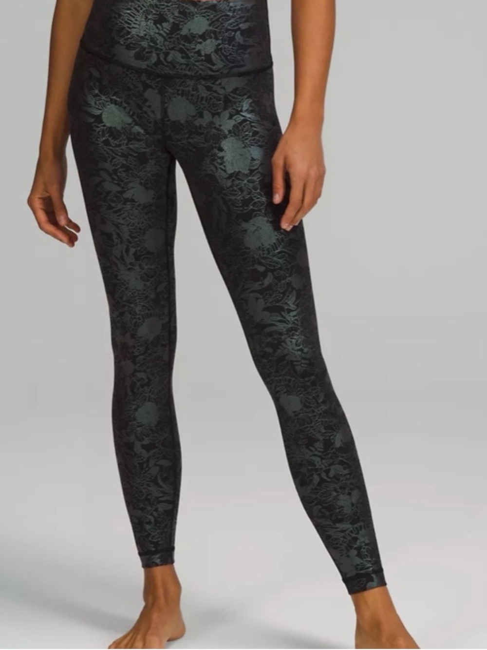 Lululemon Wunder Under Black Floral Jacquard High-Rise Leggings 25”